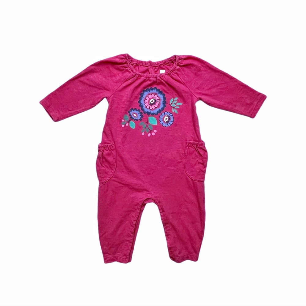 Tea Collection Pink Floral Romper 3-6 Months